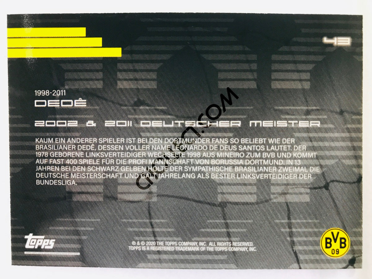 Dede (Legends) 2020 Topps 2020 BVB Borussia Dortmund Soccer Card #43