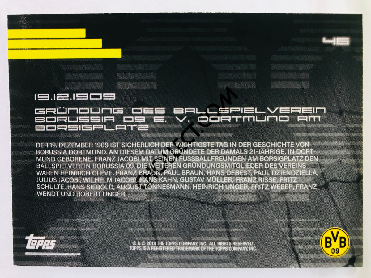 Moments: 19.12.1909 - Grundung des Ballspielverein Borussia 9 E. V. Dortmund am Borsigplatz 2020 Topps 2020 BVB Borussia Dortmund Soccer Card #46