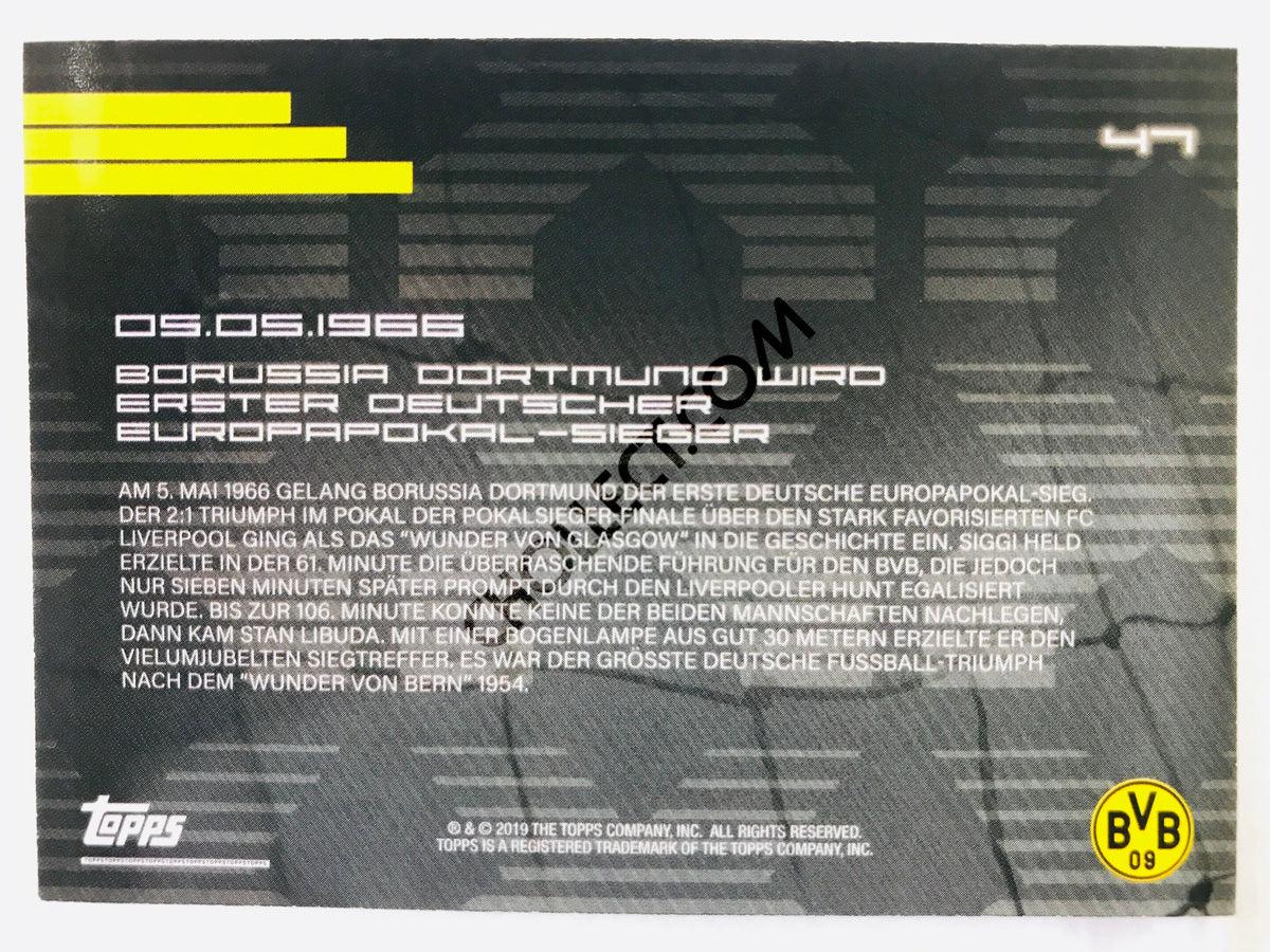 Moments: 05.05.1966 - Borussia Dortmund wird erster Deutscher Europapokal-Sieger 2020 Topps 2020 BVB Borussia Dortmund Soccer Card #47