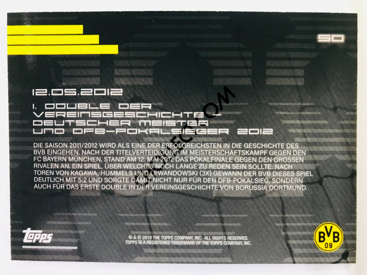 Moments: 12.05.2012 - 1 Double der Vereinsgeschichte - Deutscher Meister und DFB-Pokalsieger 2012 2020 Topps 2020 BVB Borussia Dortmund Soccer Card #50