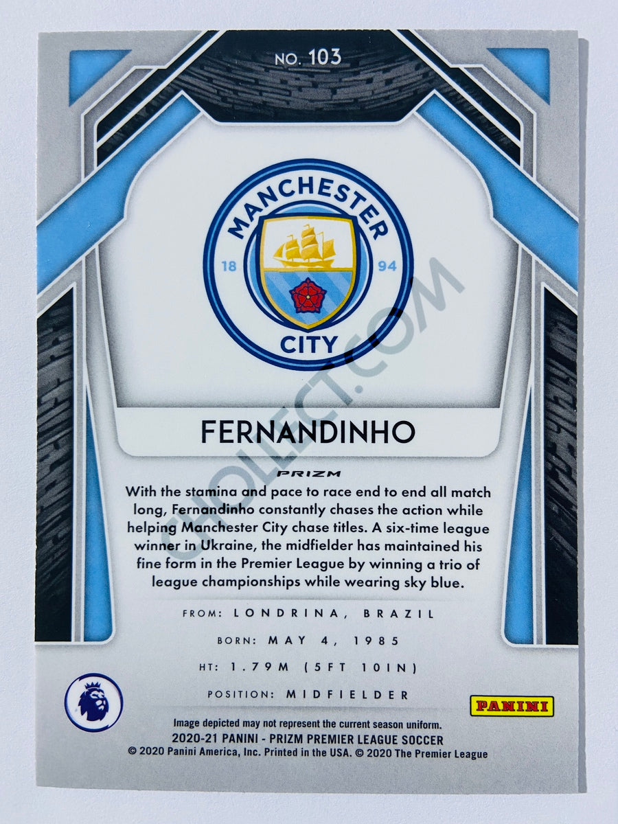 Fernandinho - Manchester City 2020-21 Panini Prizm Premier League Blue Pulsar Parallel #103