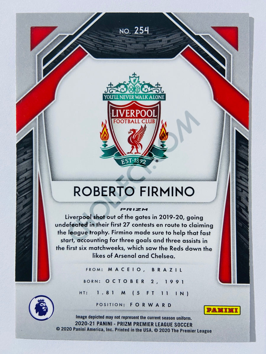 Roberto Firmino - Liverpool FC 2020-21 Panini Prizm Premier League Blue Pulsar Parallel #254