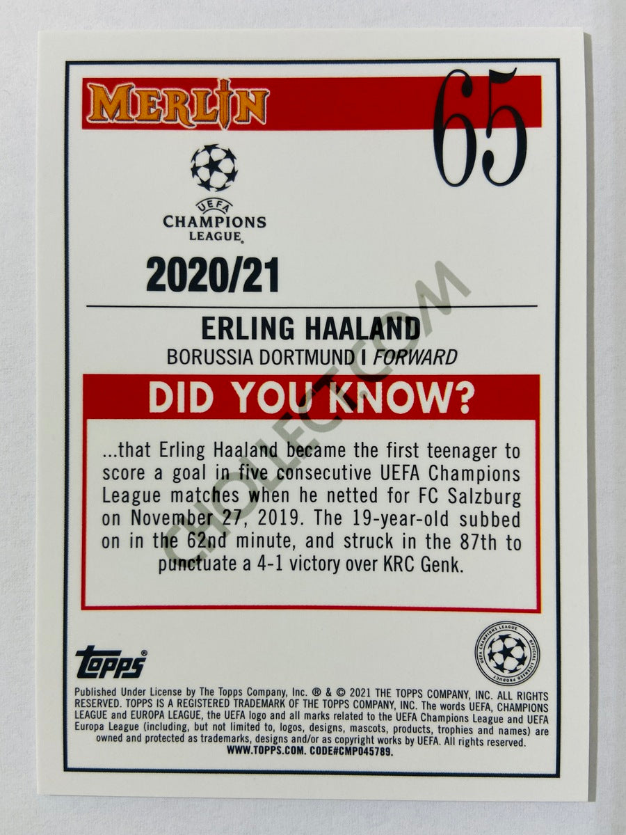 Erling Haaland - Borussia Dortmund 2020-21 Topps UEFA Champions League Merlin #65