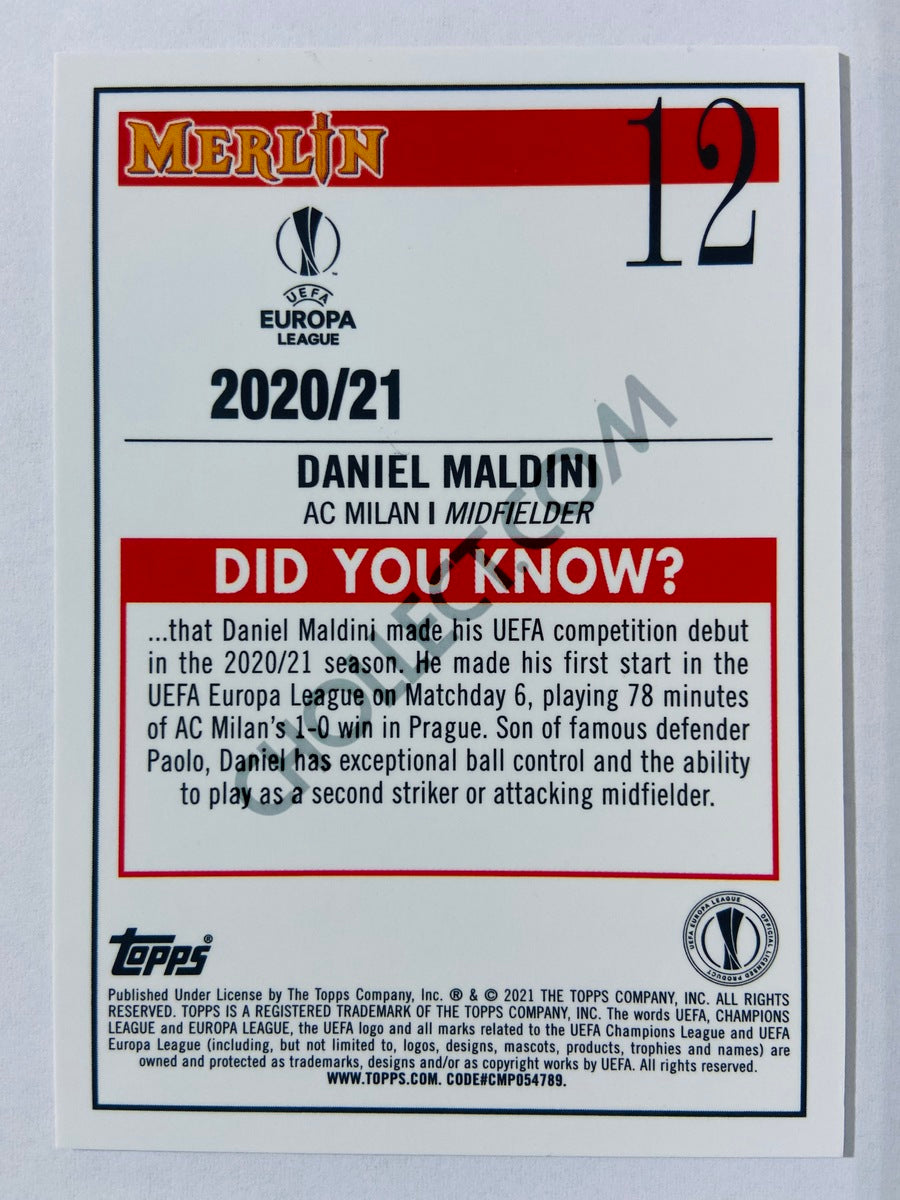 Daniel Maldini - AC Milan 2020-21 Topps UEFA Europa League Merlin RC Rookie #12