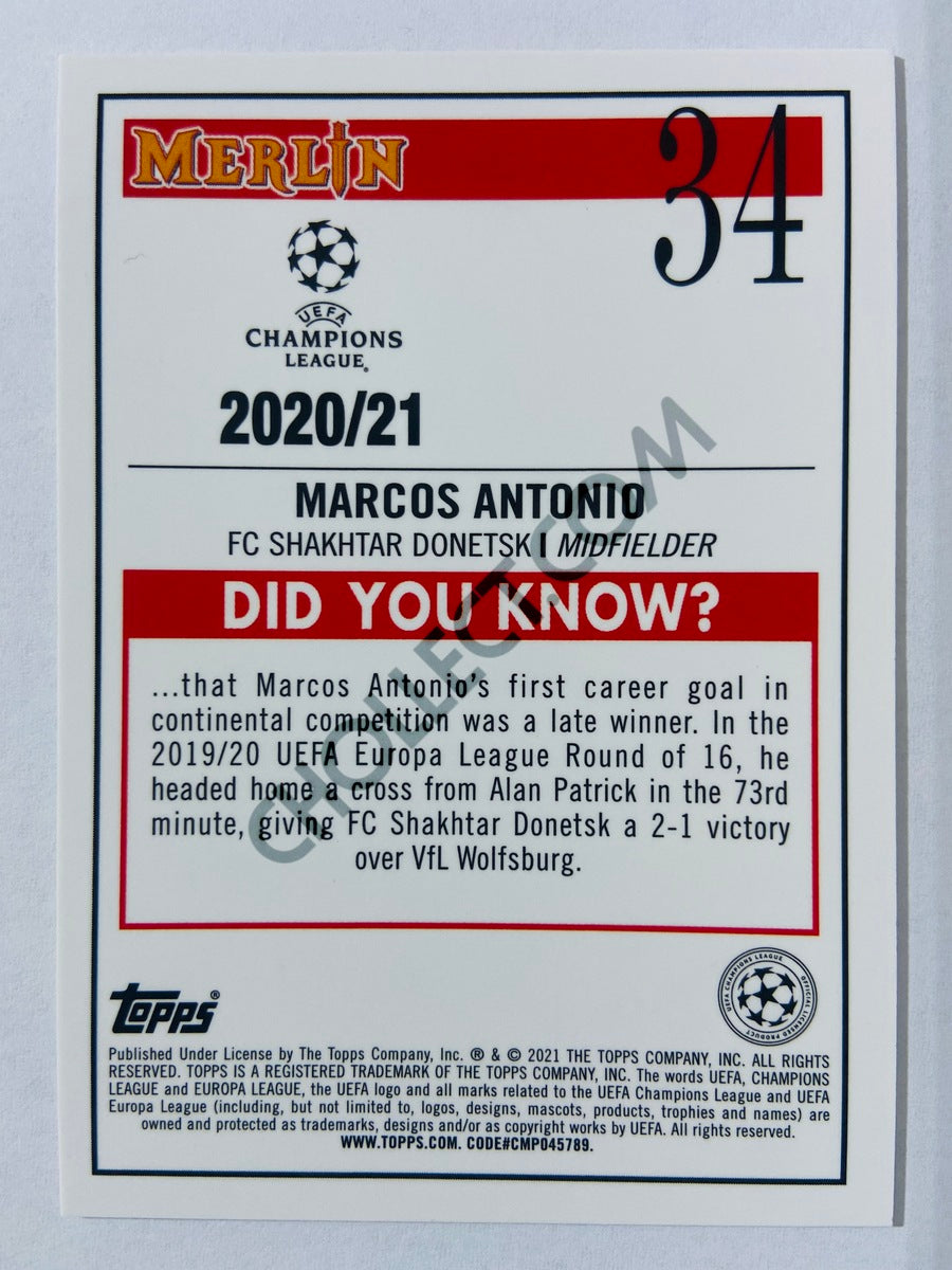 Marcos Antonio - FC Shakhtar Donetsk 2020-21 Topps UEFA Champions League Merlin RC Rookie #34