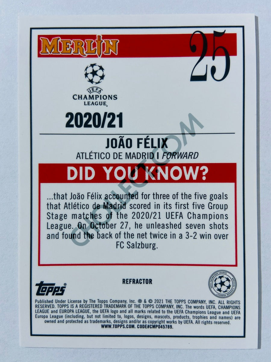 Joao Felix - Atletico de Madrid 2020-21 Topps UEFA Champions League Merlin Refractor #25