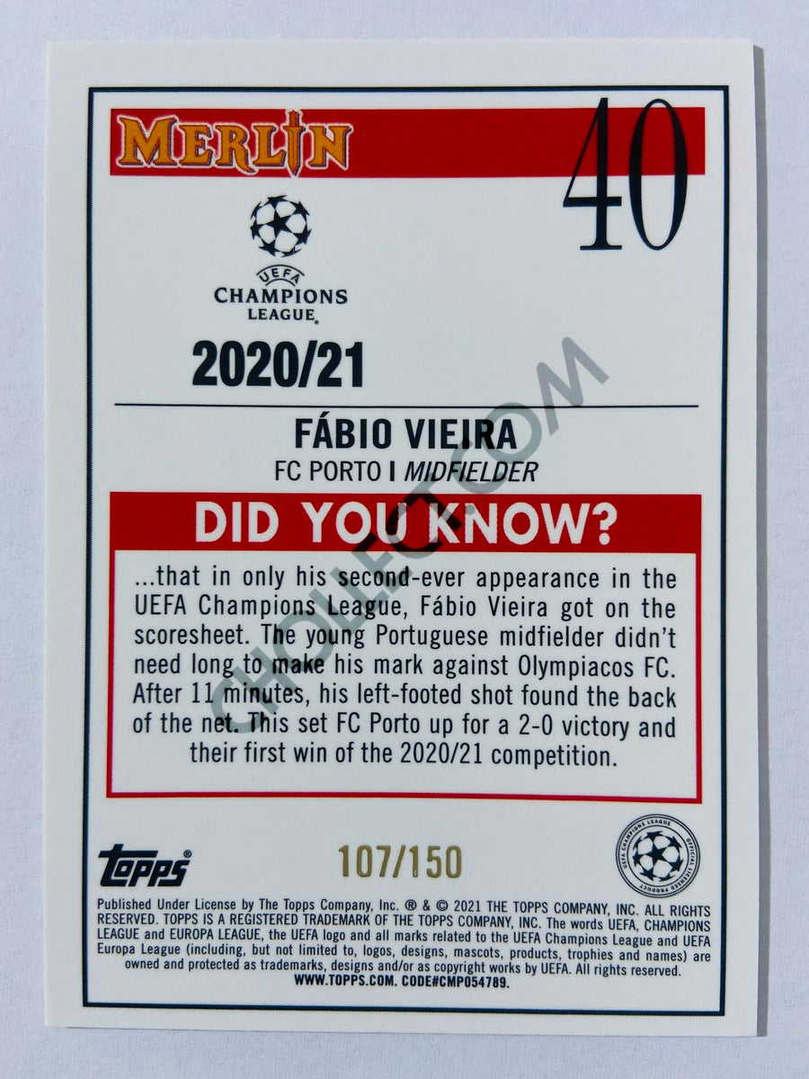 Fabio Vieira - FC Porto 2020-21 Topps UEFA Champions League Merlin RC Rookie #38 Speckle 107/150