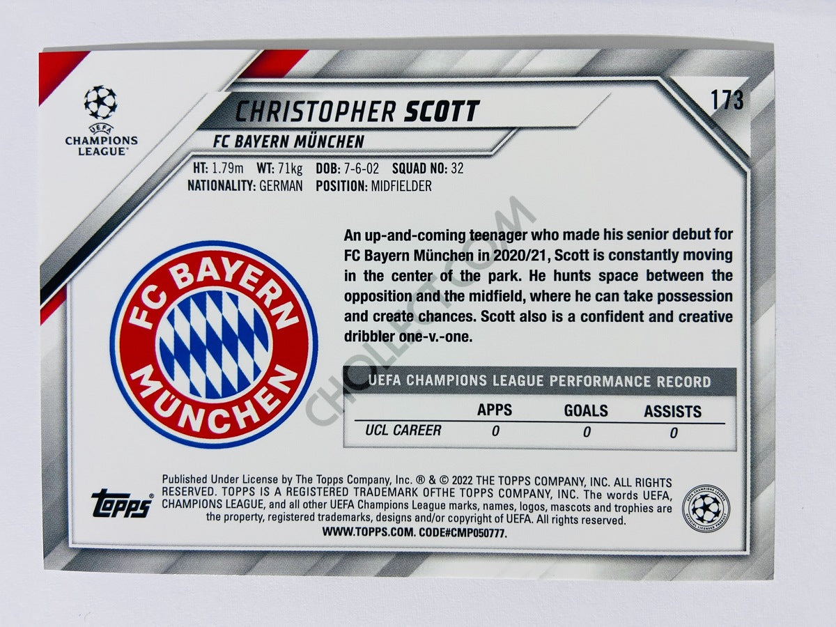 Christopher Scott – FC Bayern München 2021-22 Topps UCL RC Rookie #173
