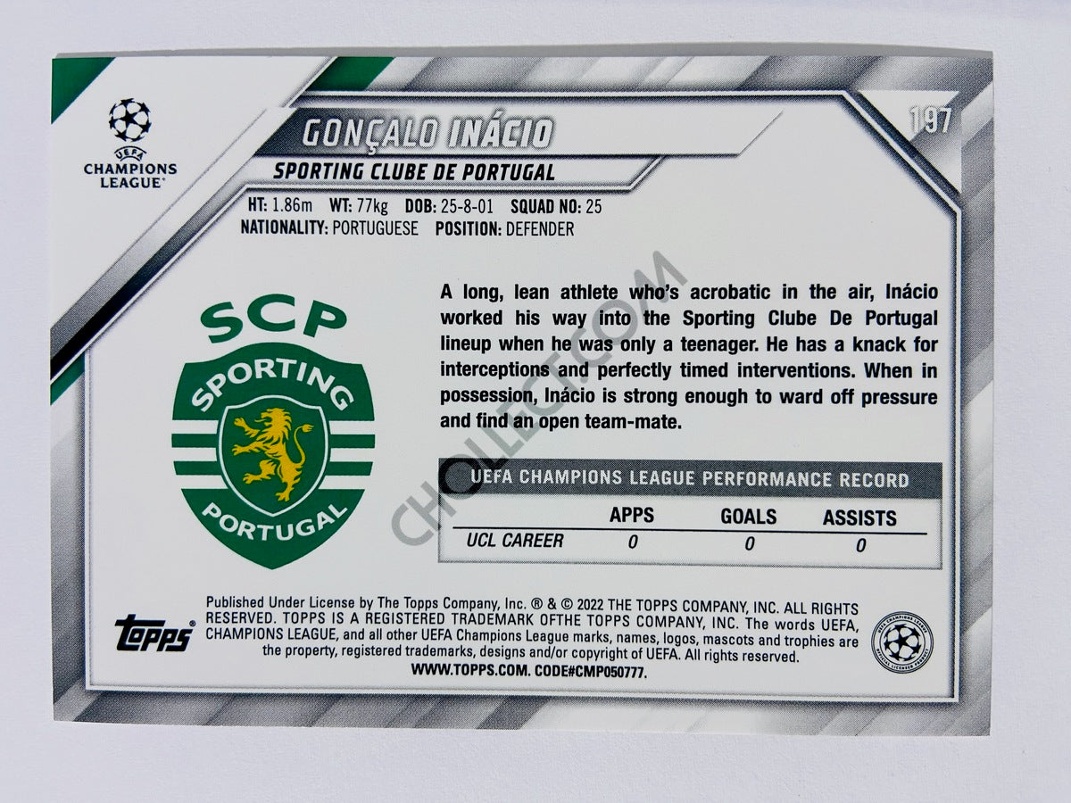 Goncalo Inacio – Sporting Clube de Portugal 2021-22 Topps UCL RC Rookie #197
