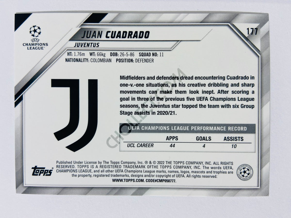 Juan Cuadrado – Juventus 2021-22 Topps UCL Starball Foil Parallel #177