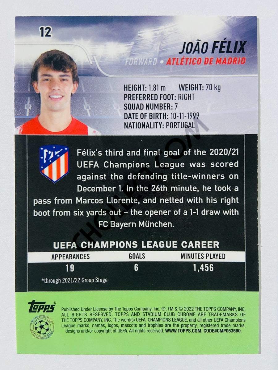 Joao Felix - Atlético de Madrid 2022 Topps Stadium Club Chrome UCL #12