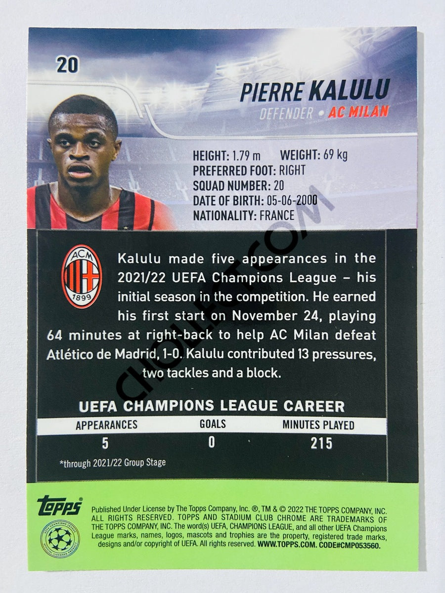 Pierre Kalulu - AC Milan 2022 Topps Stadium Club Chrome UCL #20