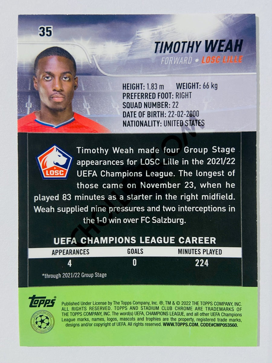 Timothy Weah - LOSC Lille 2022 Topps Stadium Club Chrome UCL #35