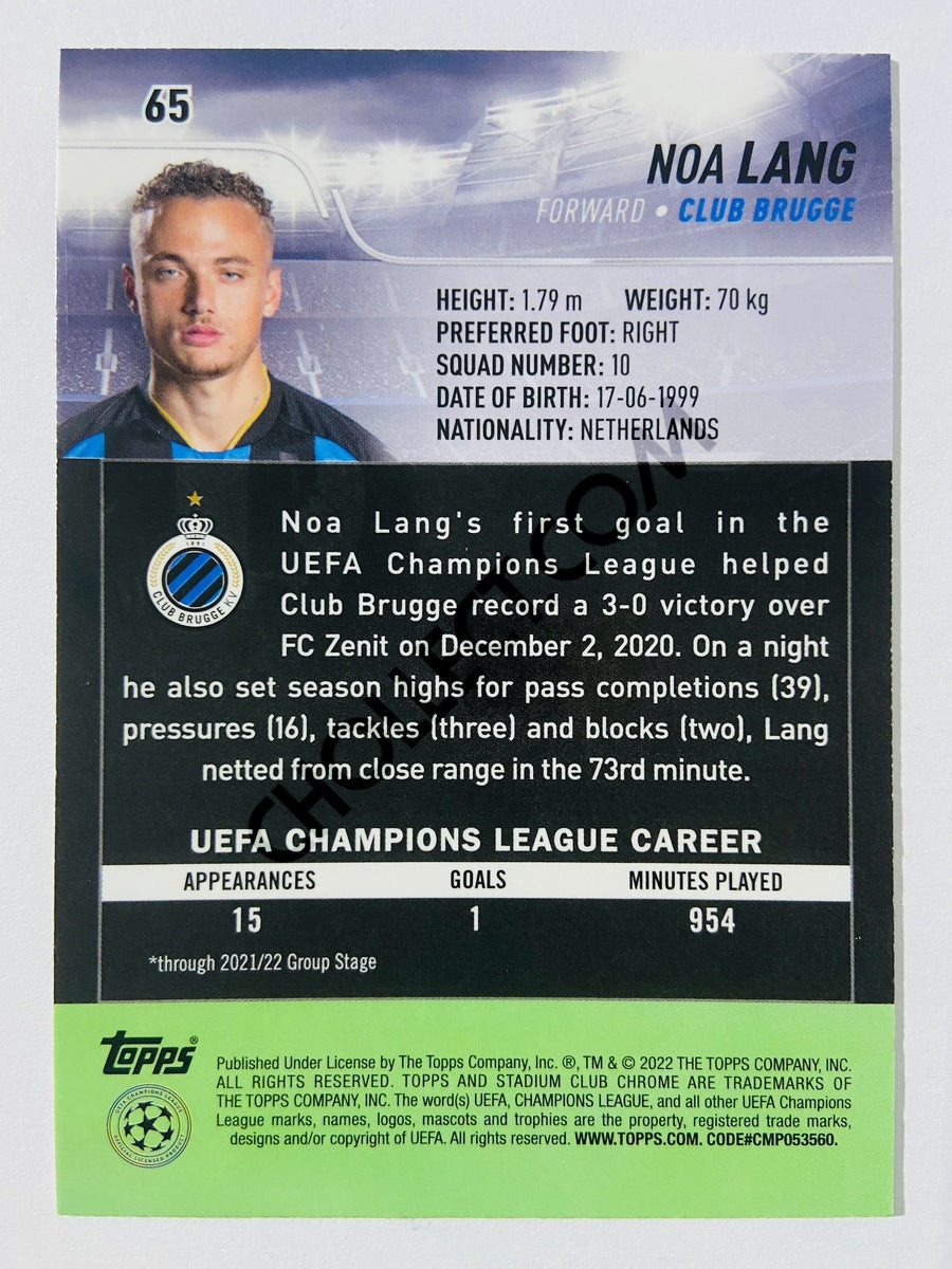 Noa Lang - Club Brugge 2022 Topps Stadium Club Chrome UCL #65