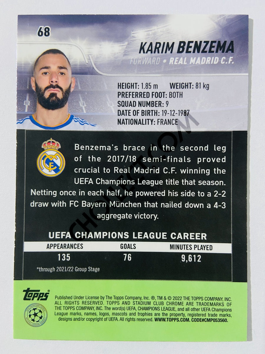 Karim Benzema - Real Madrid C.F. 2022 Topps Stadium Club Chrome UCL #68