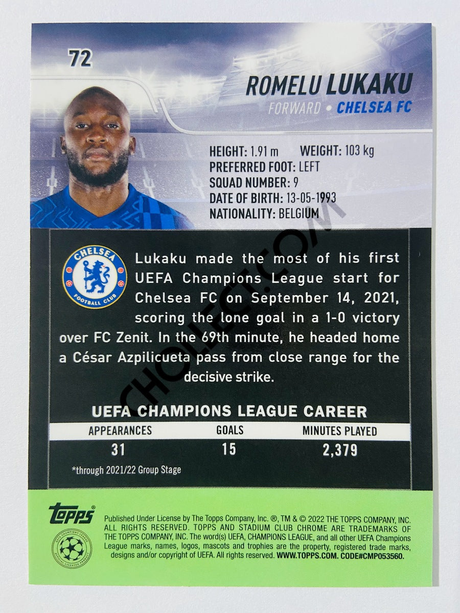 Romelu Lukaku - Chelsea FC 2022 Topps Stadium Club Chrome UCL #72