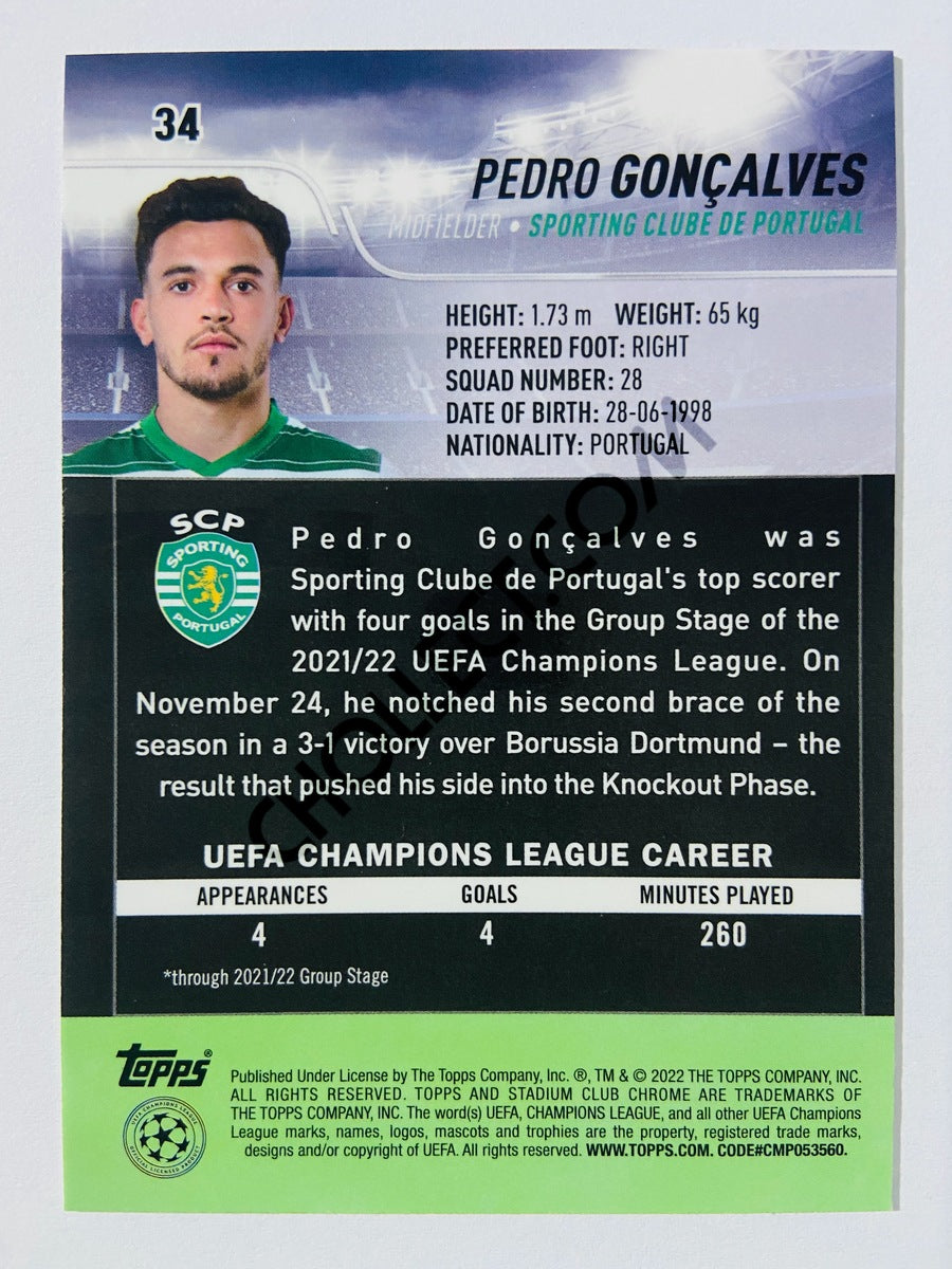 Pedro Gonçalves - Sporting Clube de Portugal RC 2022 Topps Stadium Club Chrome UCL RC Rookie #34