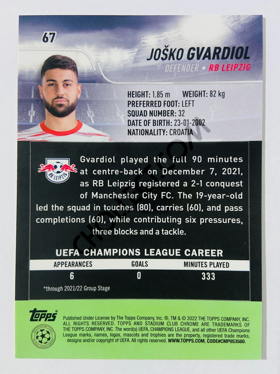 Josko Gvardiol - RB Leipzig 2022 Topps Stadium Club Chrome UCL RC Rookie #67