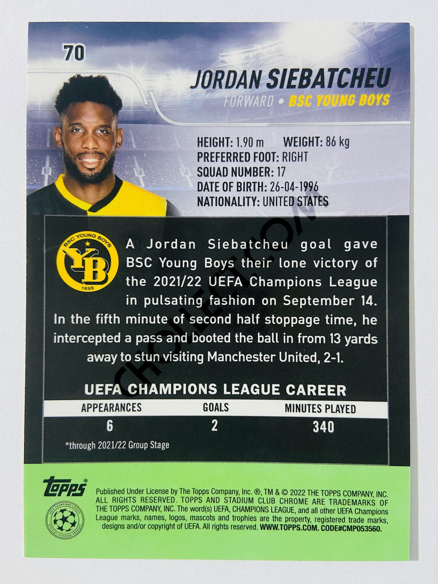 Jordan Siebatcheu - BSC Young Boys 2022 Topps Stadium Club Chrome UCL RC Rookie #70