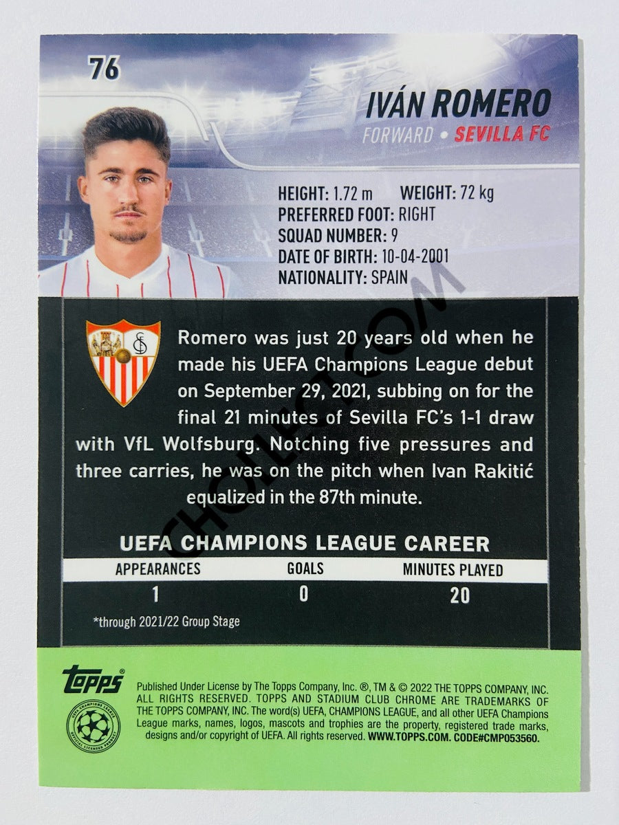 Iván Romero - Sevilla FC 2022 Topps Stadium Club Chrome UCL RC Rookie #76