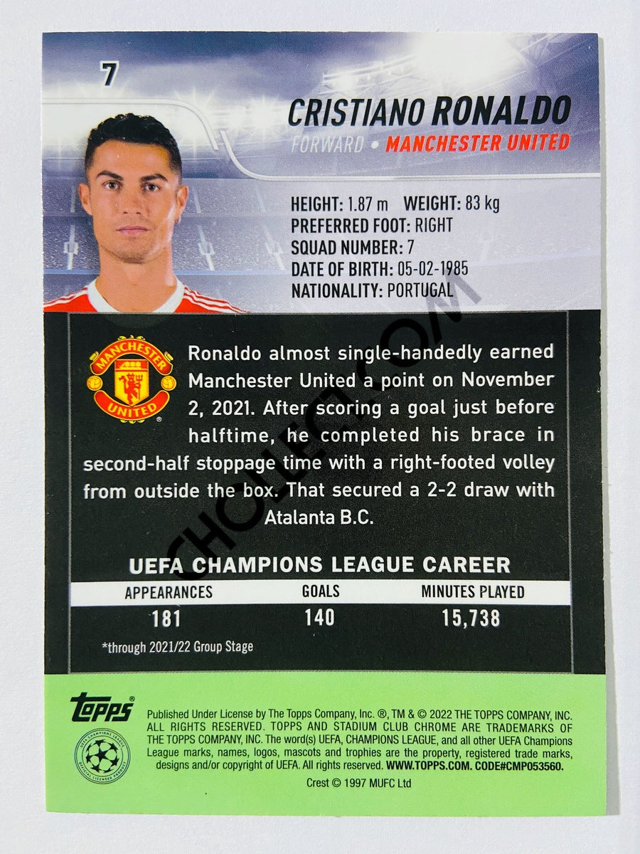 Cristiano Ronaldo - Manchester United 2022 Topps Stadium Club Chrome UCL Blue Parallel #7