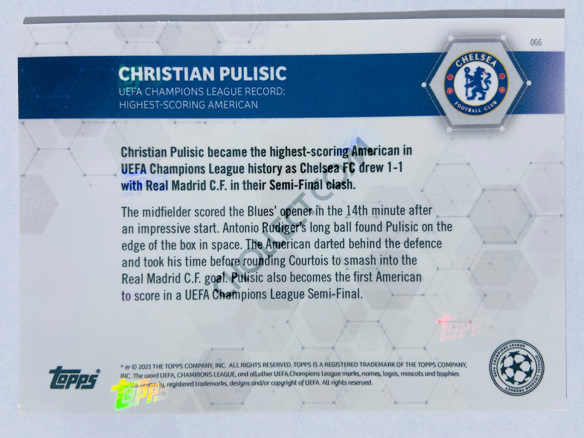 Christian Pulisic - Chelsea FC 2021 Topps Now UCL Record: Highest-Scoring American #66 - Black Parallel 13/99