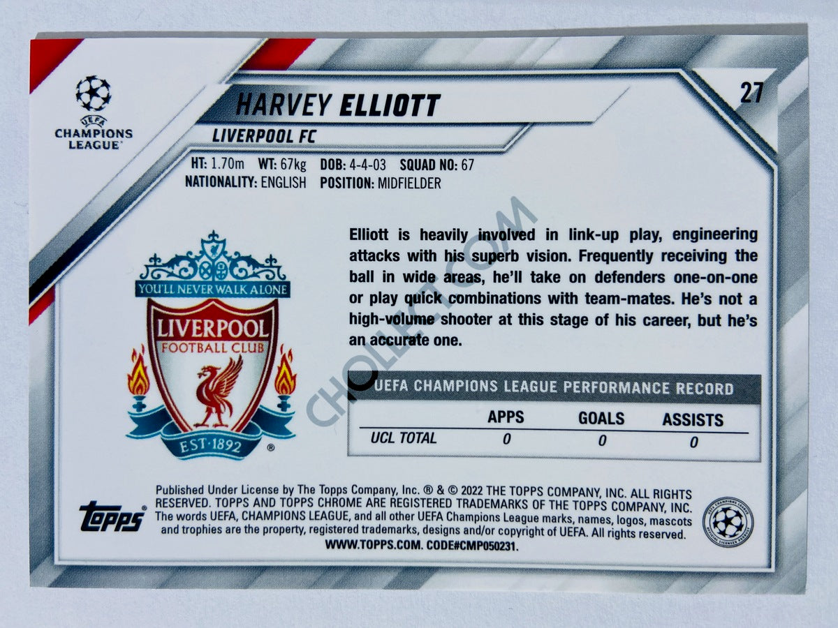 Harvey Elliott - Liverpool FC 2021-22 Topps Chrome UCL #27