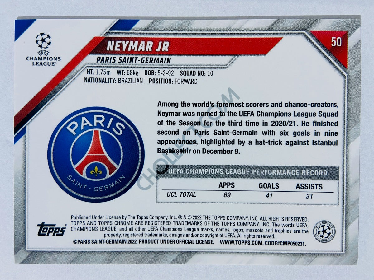 Neymar Jr - Paris Saint-Germain 2021-22 Topps Chrome UCL #50