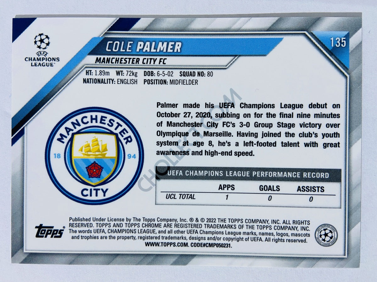 Cole Palmer - Manchester City 2021-22 Topps Chrome UCL RC Rookie #135