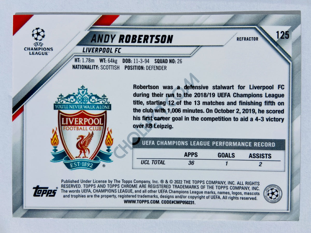 Andy Robertson - Liverpool FC 2021-22 Topps Chrome UCL Refractor #125