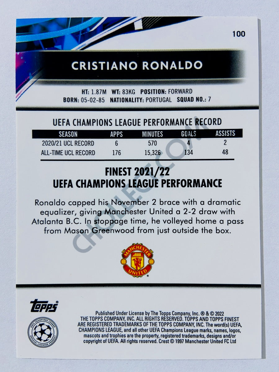 Cristiano Ronaldo - Manchester United 2021-22 Topps Finest UCL #100