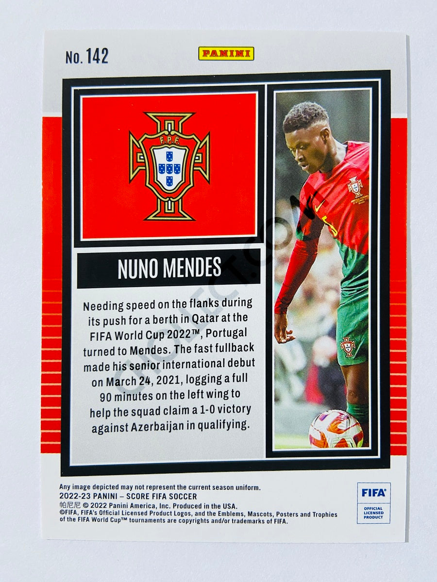 Nuno Mendes - Portugal 2022-23 Panini Score FIFA Blue Laser Parallel #142 | #/60