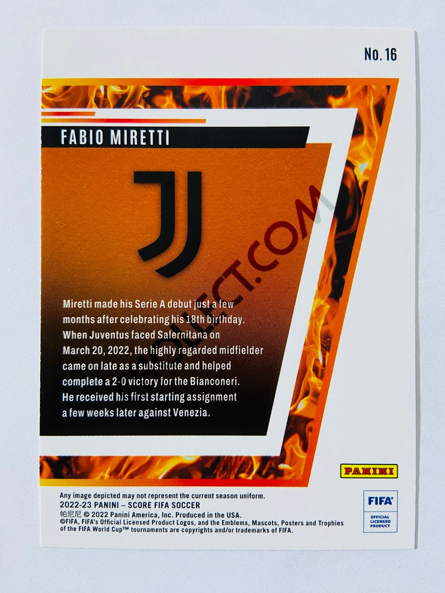 Fabio Miretti - Juventus 2022-23 Panini Score FIFA Hot Rookies Insert RC Rookie #16