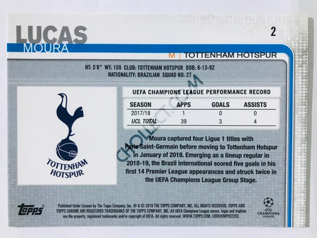 Lucas Moura - Tottenham Hotspur 2018-19 Topps Chrome UCL #2