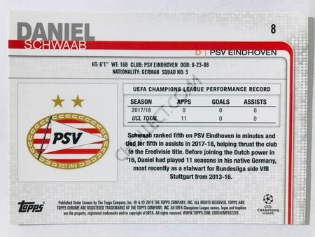 Daniel Schwaab - PSV Eindhoven 2018-19 Topps Chrome UCL #8