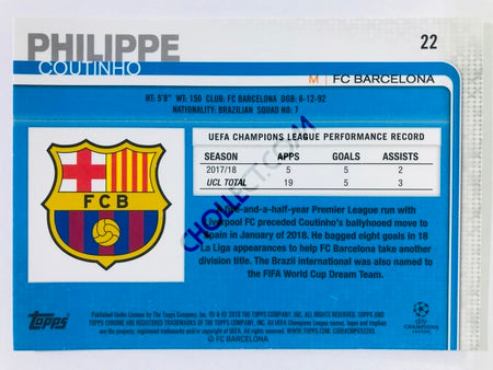 Philippe Coutinho - FC Barcelona 2018-19 Topps Chrome UCL #22
