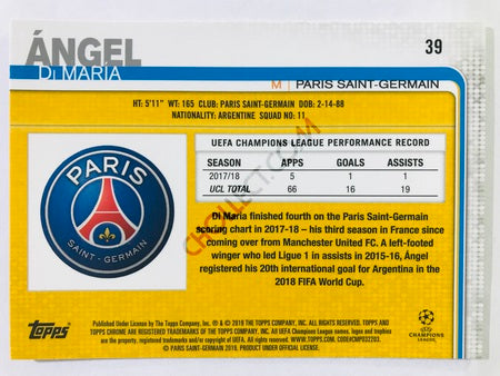 Angel Di Maria - Paris Saint-Germain 2018-19 Topps Chrome UCL #39