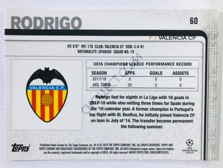 Rodrigo - Valencia CF 2018-19 Topps Chrome UCL #60