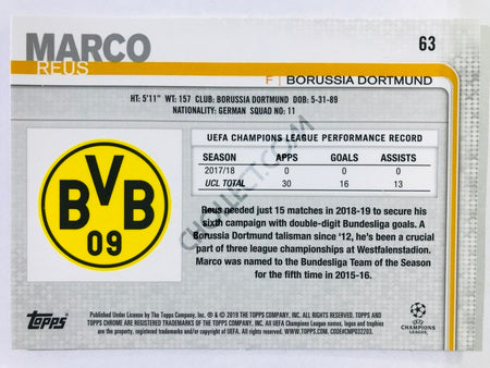 Marco Reus - Borussia Dortmund 2018-19 Topps Chrome UCL #63