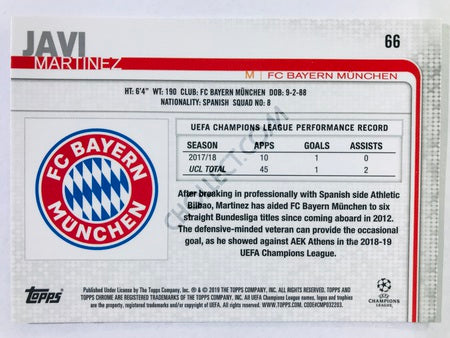 Javi Martinez - FC Bayern München 2018-19 Topps Chrome UCL #66