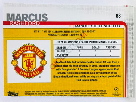 Marcus Rashford - Manchester United FC 2018-19 Topps Chrome UCL #68