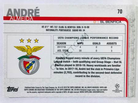 Andre Almeida - SL Benfica 2018-19 Topps Chrome UCL #70