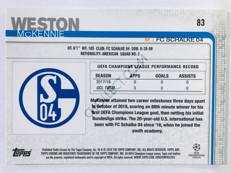 Weston McKennie - FC Schalke 04 2018-19 Topps Chrome UCL #83