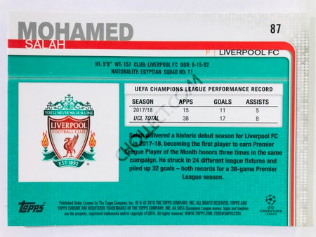 Mohamed Salah - Liverpool FC 2018-19 Topps Chrome UCL #87