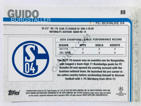 Guido Burgstaller - FC Schalke 04 2018-19 Topps Chrome UCL #88