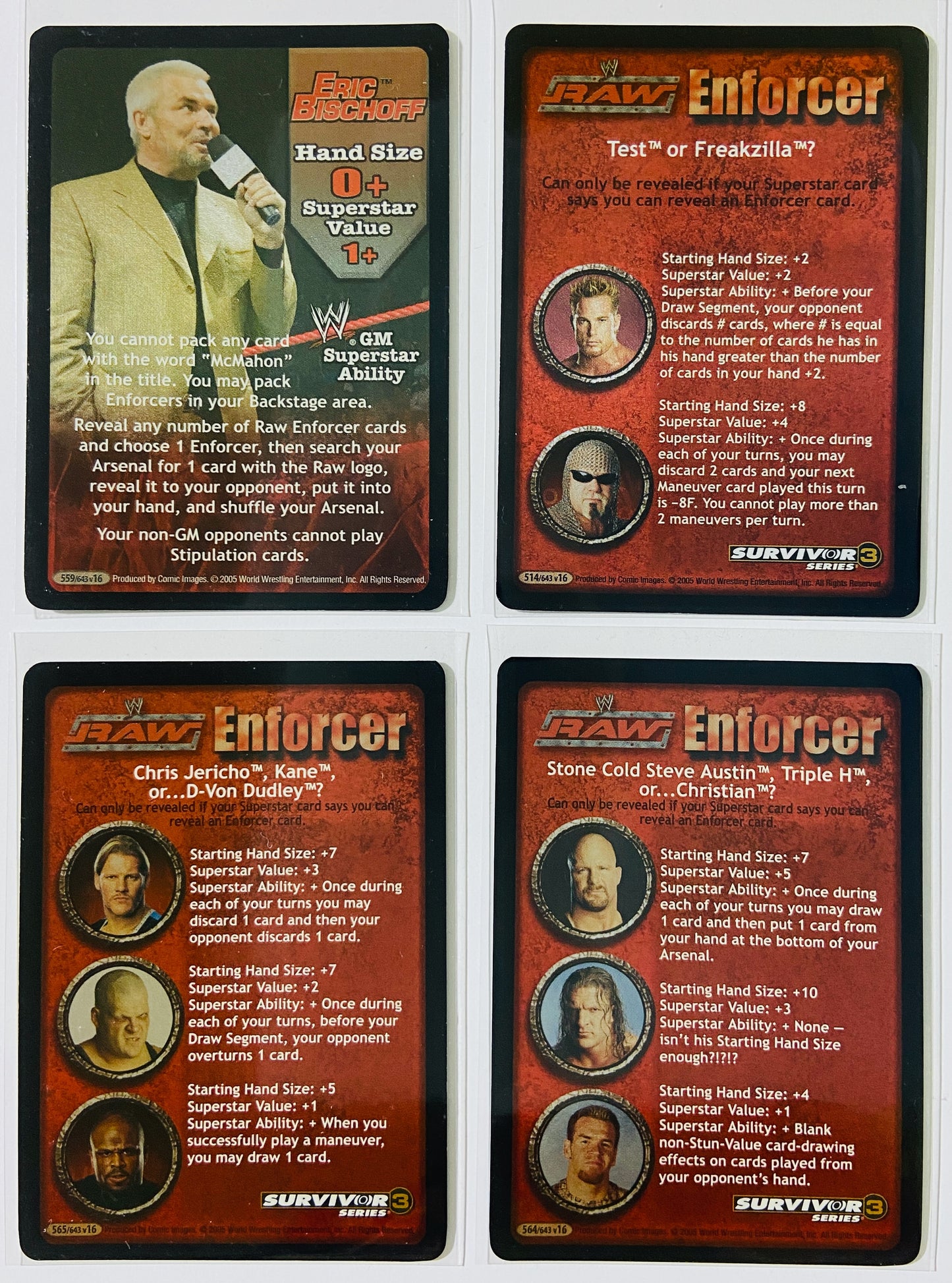 Eric Bischoff 4-Card Lot A (Foils, GM, Enforcer, Raw, Stonecold)