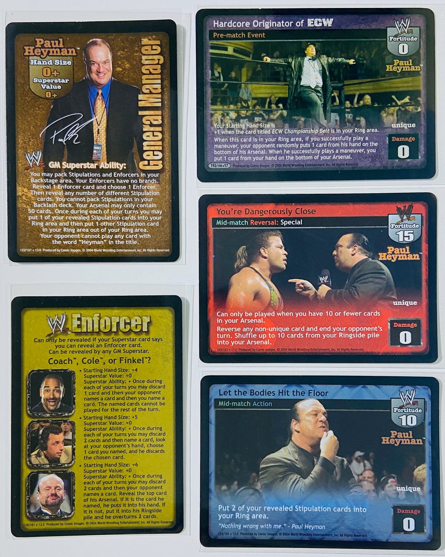 Paul Heyman - 5-Card Lot (GM, Enforcer, Rare/Ultra Rare)