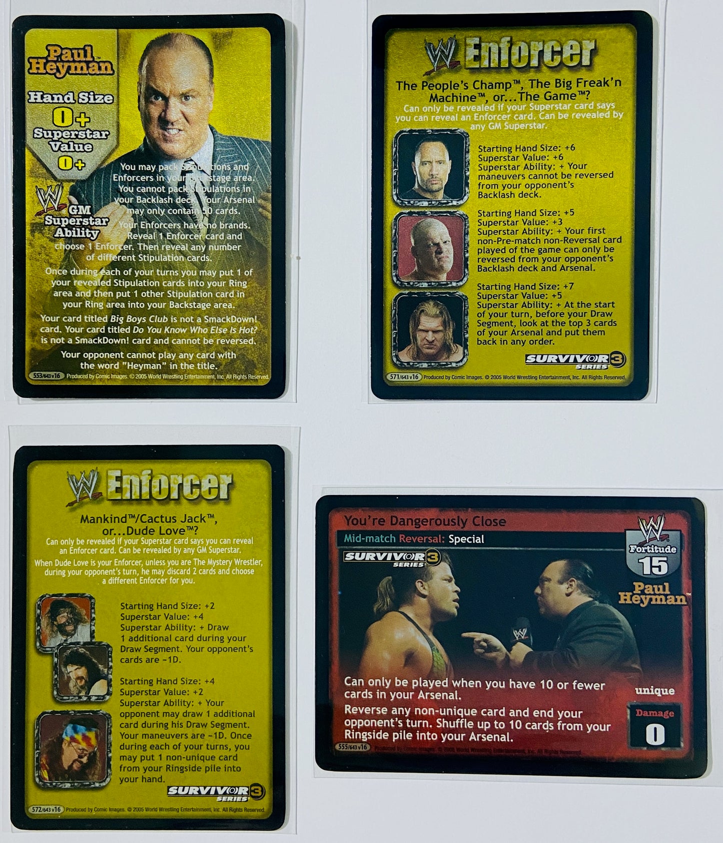 Paul Heyman - 4-Card Lot (GM, Enforcer, Rare/Ultra Rare)