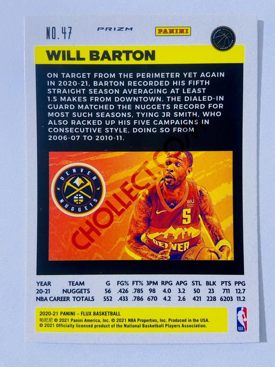 Will Barton - Denver Nuggets 2020-21 Panini Flux Silver Parallel #47