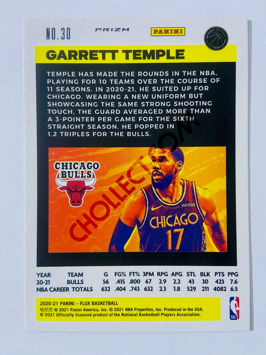 Garrett Temple - Chicago Bulls 2020-21 Panini Flux Cracked Ice Blue Prizm Parallel #30